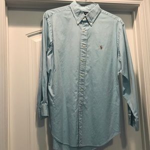 Blue button down polo